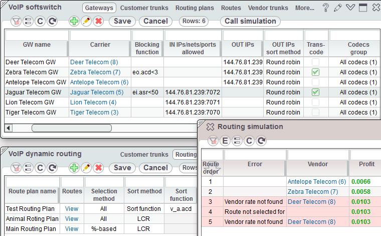 VoIP softswitch